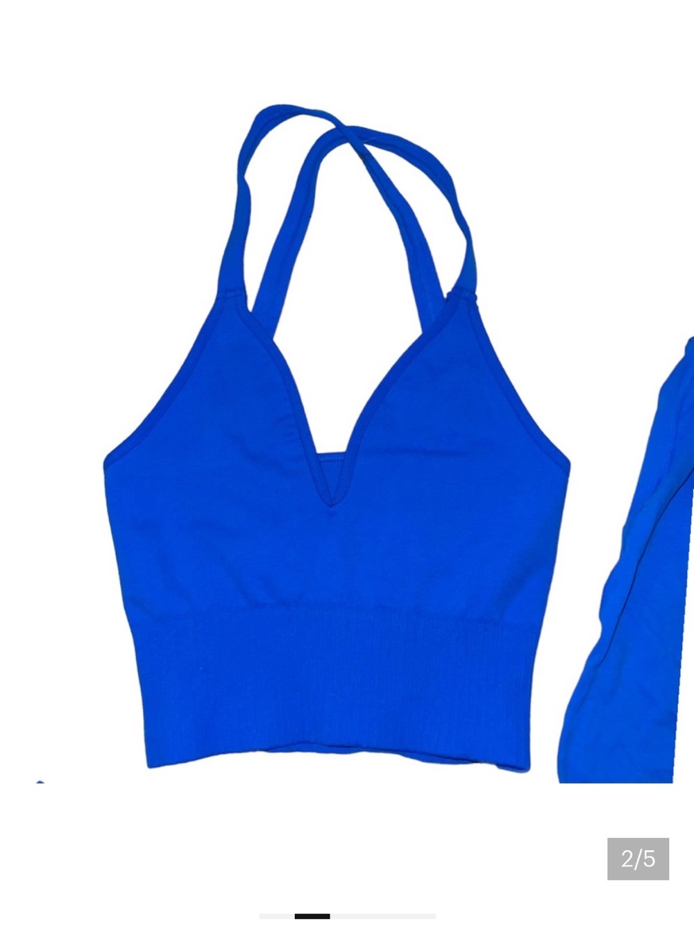 Free People Royal Blue V-Neck Strappy Crop Top